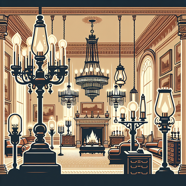 antique lighting in historic mansion