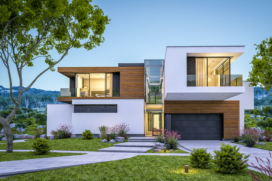 luxurious materials in modern mansion