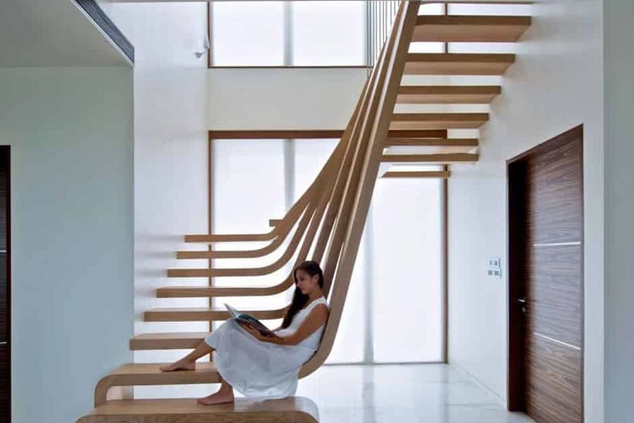 artistic staircase in modern mansion