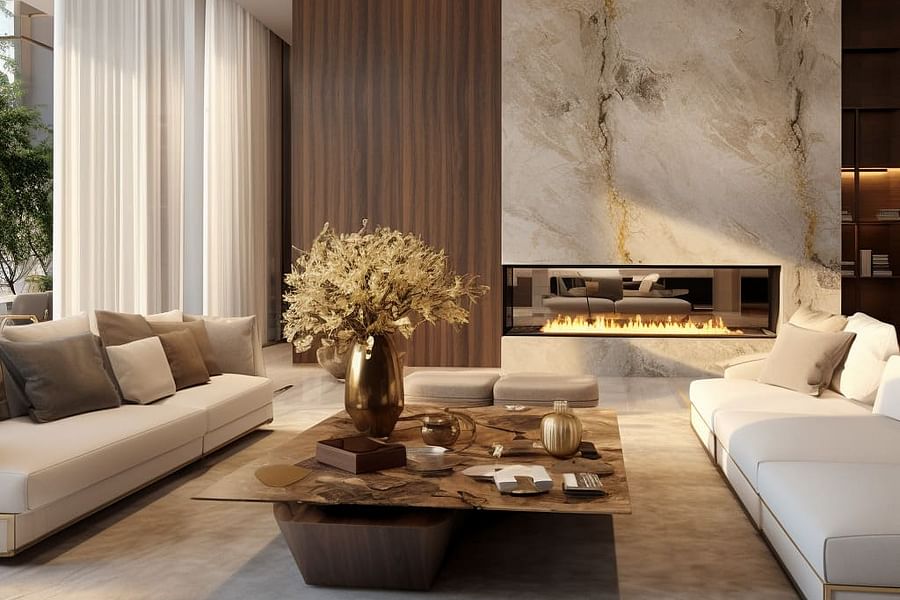 luxurious textures in modern mansion