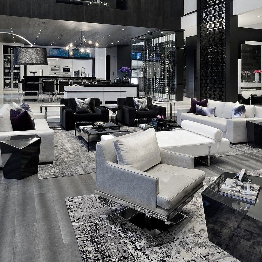 Opulent interior of a modern mansion showcasing grandeur and elegance