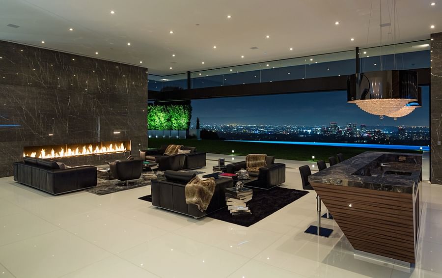 Luxurious modern mansion living room with opulent furnishings